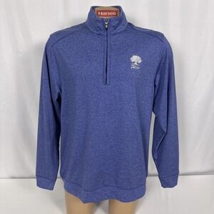 Cutter & Buck CB Drytec Pullover 1/4 Zip Mens L Long Sleeve Blue Oak Tree Logo